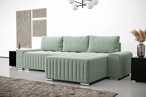 Furnitech Ecksofa M5 mit Schlaffunktion Sofa mit Bettkasten Polsterecke Schlafsofa Sofagarnitur (Ecksofa Links, M5-75-G3B-GPDOMI-ZI905 klein) von Furnitech