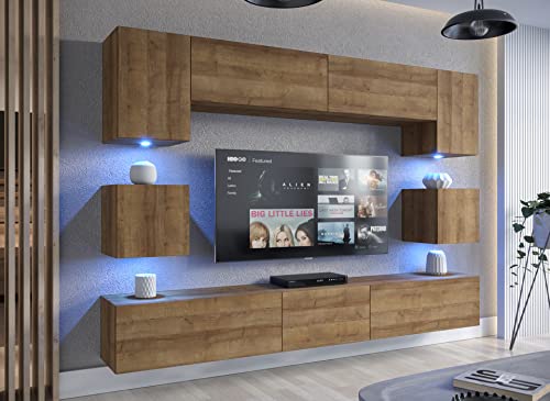 Furnitech Modernes TV Möbel mit LED Beleuchtung Schrank Wohnschrank Wohnzimmer Schrankwand Wohnwand Mediawand Nowara 1C (Möbel ohne LED, AN1-17DZ-M4 1C) von Furnitech
