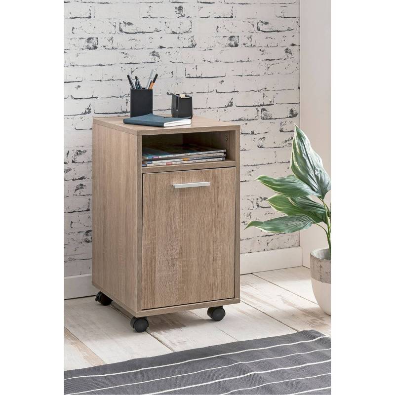 home24 Rollcontainer Macomb 33 x 60 x 38cm Braun/Eiche Sonoma Dekor von home24