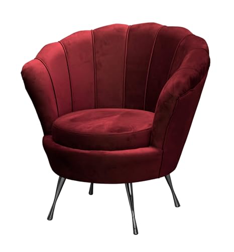 Furniture-Adamski Polstersessel Shell, Sessel in Velourtsoff, Relaxstuhl in Farbe: Rot, Esszimmerstuhl mit Metallbeinen in Farbe: Schwarz von Furniture-Adamski