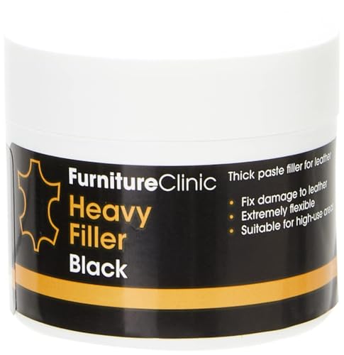 Furniture Clinic Leder-Reparaturspachtel: Zum Füllen von Löchern, Kratzern, Rissen und Abschürfungen - 50ml | Farben: Schwarz von Furniture Clinic