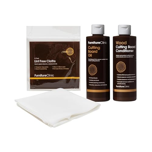 Furniture Clinic -Schneidebrett-Pflegeset, zum Reinigen, Pflegen und Schützen - Enthält: 250 ml Schneidebrettöl, 250 ml Schneidebrettconditioner und fusselfreie Tücher Furniture Clinic -Schneidebrett-Pflegeset, zum Reinigen, Pflegen und Schützen - Enthält: 250 ml Schneidebrettöl, 250 ml Schneidebrettconditioner und fusselfreie Tücher von Furniture Clinic
