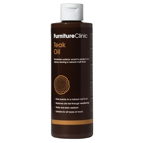 Furniture Clinic -Teaköl für den Außenbereich schützt Gartenmöbel – verhindert Austrocknen und Verschlechterung – schnell trocknend – natürliches mattes Finish – 500 ml von Furniture Clinic