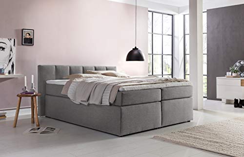 3F FURNITURE FOR FRIENDS Boxspringbett Bea 180x200 cm Hellgrau Härtegrad H3 | 7-Zonen Taschenfederkern Matratze + Visco Topper | mit niedrigem 90 cm Kopfteil ideal für Dachschrägen von Furniture for Friends
