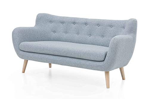 Möbelfreude Doluna Couch Jana Pastellblau Sofa Dreisitzer mit Massivholz-Füßen - Buche 86 cm (H) x 182 cm (B) x 80 cm (T) von 3F FURNITURE FOR FRIENDS