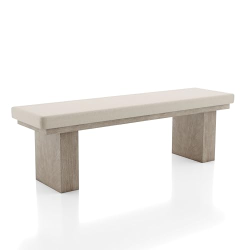 Furniture of America Westely Sitzbank mit Massivholzrahmen, 150 cm, Stoff, gepolsterte Bank mit Sockelfuß und gebürsteter Chevron-Maserung, Platz für bis zu 3 Personen, für Esszimmer, Küche, Natur Furniture of America Westely Sitzbank mit Massivholzrahmen, 150 cm, Stoff, gepolsterte Bank mit Sockelfuß und gebürsteter Chevron-Maserung, Platz für bis zu 3 Personen, für Esszimmer, Küche, Natur von Furniture of America