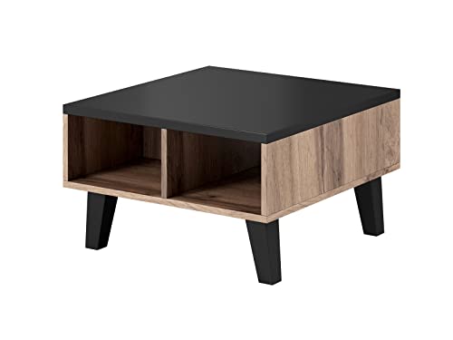 Furniture24 Couchtisch Lotta quadratischer Sofatisch Beisteltisch Wotan Eiche/Schwarz von Furniture24