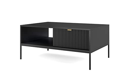 Furniture24 Couchtisch Nova L104 Sofatisch mit Schublade Schwarz von Furniture24