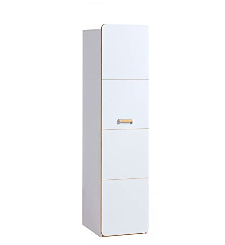 Furniture24 Drehtürenschrank LORENTO L2 Hochschrank 1 Türiger Schrank mit Kleiderstange und Einlegeboden (Briliant Weiß/Nash Eiche) von Furniture24