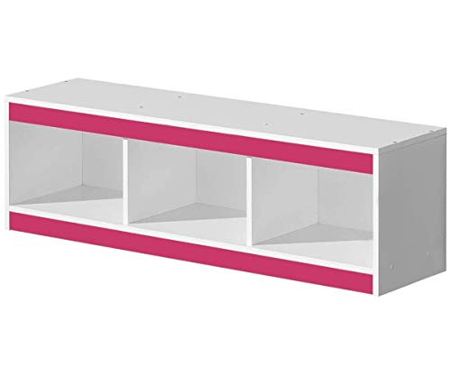 Furniture24 Hängeregal GULIVER 10 Wandschrank Wandboard Regal (Weiß/Rosa Hochglanz) von Furniture24
