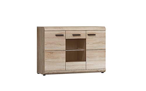 Furniture24 Kommode LINK 120, Wohnzimmerschrank, Sideboard mit 3 Türen (Mit 1pkt. LED Beleuchtung) von Furniture24