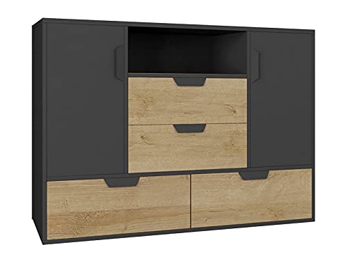 Furniture24 Kommode Nano NA7 Schrank Sideboard 2 Türen 4 Schubladen von Furniture24