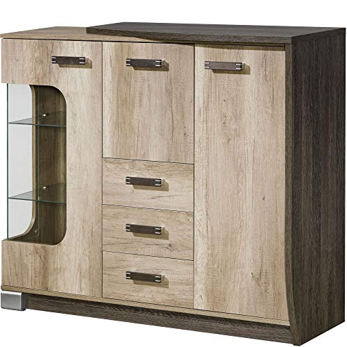 Furniture24 Kommode Romero R7P Sideboard Highboard 2 Türen 1 Klappe 3 Schubladen Anrichte Wohznimerschrank Schrank von Furniture24