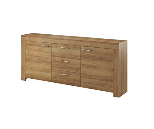 Furniture24 Kommode Sky Sideboard mit 2 Türen und 3 Schubladen (Riviera Eiche) von Furniture24