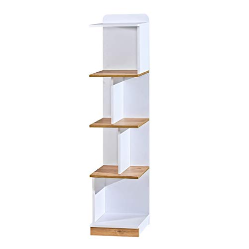 Furniture24 Regal LORENTO L15 Bücherregal Standregal (Briliant Weiß/Nash Eiche) von Furniture24