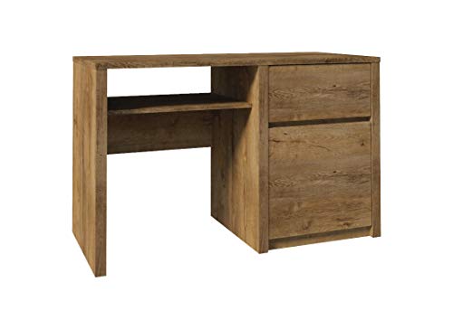 Furniture24 Schreibtisch Montana B1 mit Tür, Schubkästen und Ausziehbaren Tastaturauszug (Lefkas Eiche) von Furniture24