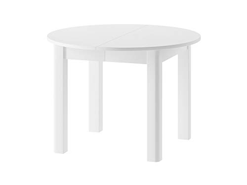 Furniture24 Tisch INDUS 105x76x105 cm cm Esstisch mit ausziehbarer Tischplatte auf 240 cm ausziehbar Küchentisch Oval Esszimmertisch Ausziehtisch (Weiß Matt) von Furniture24