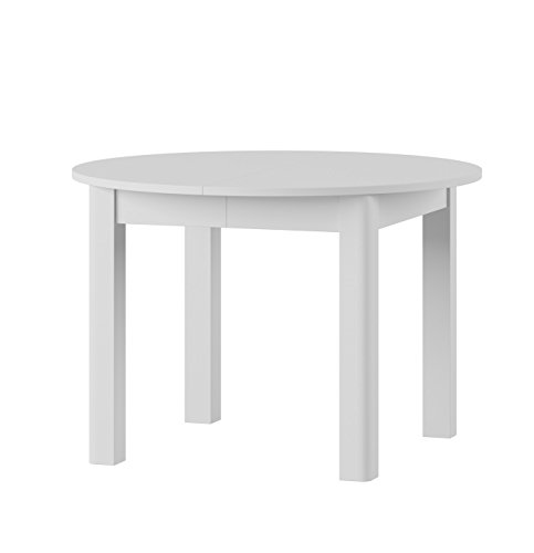 Furniture24 Tisch ausziehbar Uran-1 Esstisch Küchentisch 110-160 cm (Weiß Matt) von Furniture24