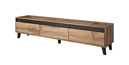 Furniture24 Tv Schrank Nord Lowboard Unterschrank Tv-Tisch Skandinavish Möbel mit 3 Schubladen von Furniture24