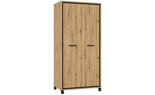 Kleiderschrank Trondheim TDHS821 Schrank, 2 Türiger Drehtürenschrank mit Kleiderstange und Einlegeboden von Furniture24