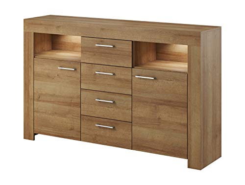 Kommode Sideboard Sky mit LED Beleuchtung (Riviera Eiche) von Furniture24