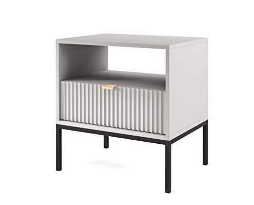 Furniture24 Nachttisch Nova S54 Nachtschrank mit Schublade Grau von Furniture24