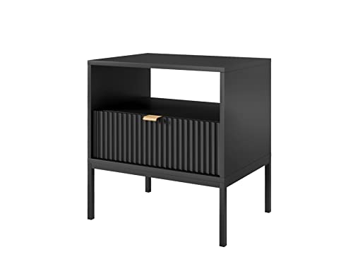 Furniture24 Nachttisch Nova S54 Nachtschrank mit Schublade Schwarz, 54x56x39 von Furniture24