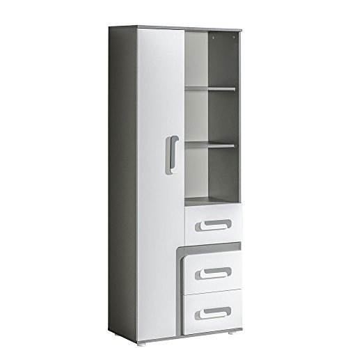Regal Apetito AP5 mit Drehtür 3 Schubalden Hochschrank Schrank mit 6 Einlegeboden von Furniture24