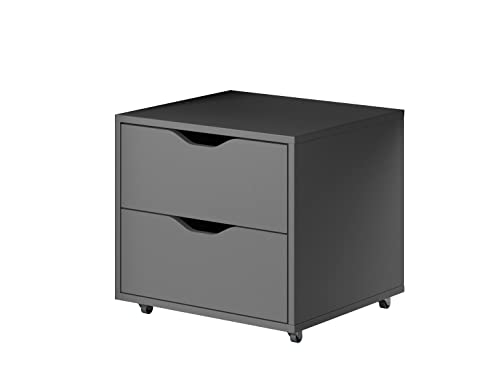 Rollcontainer Mati mit 2 Schubladen Büroschrank mit Rollen Schreibtischcontainer Graphite von Furniture24