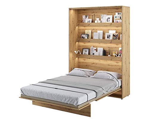 Schrankbett Bed Concept, Wandklappbett mit Lattenrost, V-Bett, Wandbett Bettschrank Schrank mit integriertem Klappbett Funktionsbett (BC-01, 140 x 200 cm, Artisan Eiche, Vertical) von Furniture24