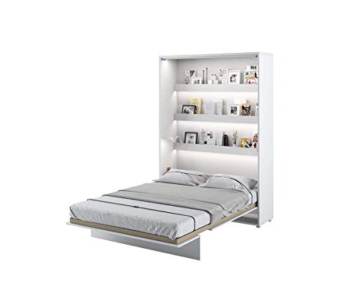 Schrankbett Bed Concept, Wandklappbett mit Lattenrost, V-Bett, Wandbett Bettschrank Schrank mit integriertem Klappbett Funktionsbett (BC-01, 140 x 200 cm, Weiß/Weiß, Vertical) von Furniture24