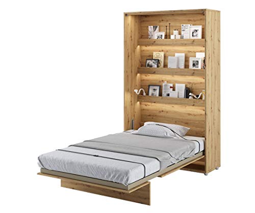 Schrankbett Bed Concept, Wandklappbett mit Lattenrost, V-Bett, Wandbett Bettschrank Schrank mit integriertem Klappbett Funktionsbett (BC-02, 120 x 200 cm, Artisane Eiche, Vertical) von Furniture24