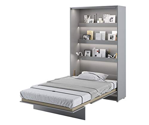 Schrankbett Bed Concept, Wandklappbett mit Lattenrost, V-Bett, Wandbett Bettschrank Schrank mit integriertem Klappbett Funktionsbett (BC-02, 120 x 200 cm, Grau/Grau, Vertical) von Furniture24