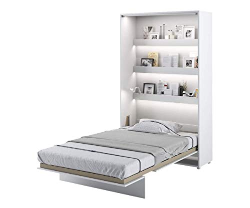 Schrankbett Bed Concept, Wandklappbett mit Lattenrost, V-Bett, Wandbett Bettschrank Schrank mit integriertem Klappbett Funktionsbett (BC-02, 120 x 200 cm, Weiß/Weiß, Vertical) von Furniture24