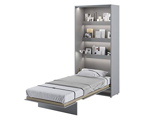 Schrankbett Bed Concept, Wandklappbett mit Lattenrost, V-Bett, Wandbett Bettschrank Schrank mit integriertem Klappbett Funktionsbett (BC-03, 90 x 200 cm, Grau/Grau, Vertical) von Furniture24