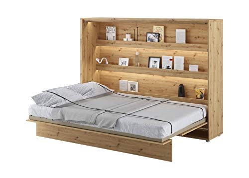 Schrankbett Bed Concept, Wandklappbett mit Lattenrost, V-Bett, Wandbett Bettschrank Schrank mit integriertem Klappbett Funktionsbett (BC-04, 140 x 200 cm, Artisan Eiche, Horizontal) von Furniture24