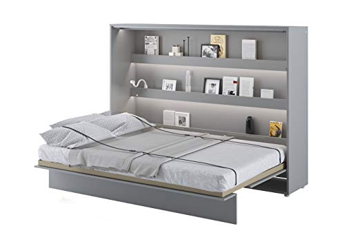 Schrankbett Bed Concept, Wandklappbett mit Lattenrost, V-Bett, Wandbett Bettschrank Schrank mit integriertem Klappbett Funktionsbett (BC-04, 140 x 200 cm, Grau/Grau, Horizontal) von Furniture24