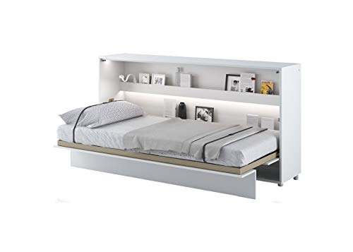 Schrankbett Bed Concept, Wandklappbett mit Lattenrost, V-Bett, Wandbett Bettschrank Schrank mit integriertem Klappbett Funktionsbett (BC-06, 90 x 200 cm, Weiß/Weiß, Horizontal) von Furniture24