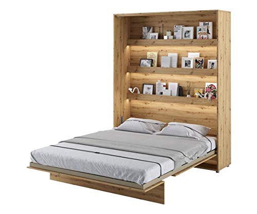 Schrankbett Bed Concept, Wandklappbett mit Lattenrost, V-Bett, Wandbett Bettschrank Schrank mit integriertem Klappbett Funktionsbett (BC-12, 160 x 200 cm, Artisan Eiche, Vertical) von Furniture24