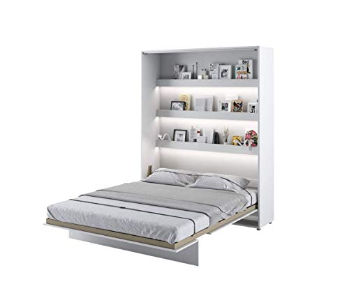 Schrankbett Bed Concept, Wandklappbett mit Lattenrost, V-Bett, Wandbett Bettschrank Schrank mit integriertem Klappbett Funktionsbett (BC-12, 160 x 200 cm, Weiß/Weiß, Vertical) von Furniture24