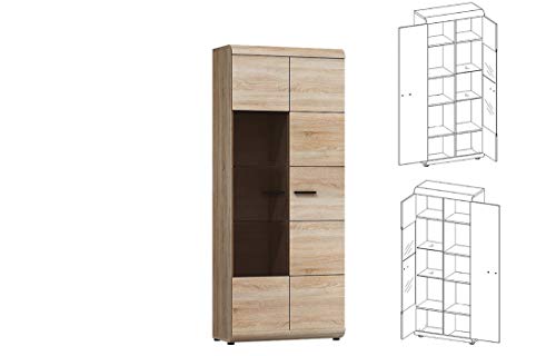 Vitrine LINK, Standvitrine, Wohnzimmerschrank, Vitrinenschrank mit 2 Türen (Ohne Beleuchtung) von Furniture24