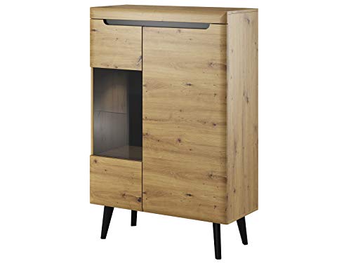 Vitrine NORDI Vitrinenschrank Standvitrine in Mit LED Beleuchtung (Artisan Eiche) von Furniture24