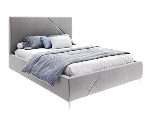 FurnitureByJDM Polsterbett 140x200 mit Stauraum – Modernes Bett mit Gasdruckfeder, Lattenrost & Bettkasten – Stauraumbett Ohne Matratze – NAVARO (Stahl) von FurnitureByJDM