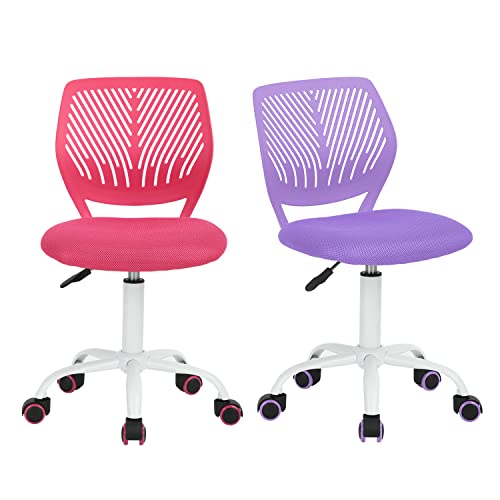 FurnitureR 2 Stück Home Office Stuhl, ergonomisch, verstellbar, Höhe Swivel Rolling, Computer-Bürostuhl, für Zuhause, Büro und Studium, Metall, Pink Purple, 38.5CM x40CM x75-87CM von FurnitureR