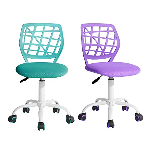 FurnitureR 2 Stück Home Office Stuhl, ergonomisch, verstellbar, Höhe Swivel Rolling, Computerstuhl für Zuhause, Büro und Studie, Metall, violett, Türkis, 38,5 cm x 40 cm x 75 – 87 cm FurnitureR 2 Stück Home Office Stuhl, ergonomisch, verstellbar, Höhe Swivel Rolling, Computerstuhl für Zuhause, Büro und Studie, Metall, violett, Türkis, 38,5 cm x 40 cm x 75 – 87 cm von FurnitureR