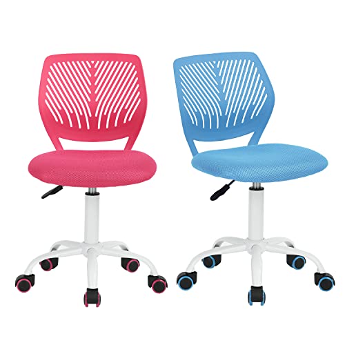 FurnitureR 2pcs Ergonomischer justierbarer Höhendreher Rolling Computer Executive Stuhl für Home Office Arbeitszimmer, ‎Plastic, PINK Blue, 38CM x39CM x75-85CM von FurnitureR