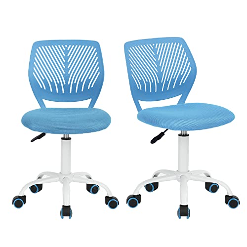 FurnitureR 2pcs Moderne Einstellbare Design Computer Sitz Schreibtisch Task Stuhl Drehbare Armlose Kinder Lernraum Home Office, BLAU, ‎Plastic, 38.5CM x40CM x75-87CM von FurnitureR