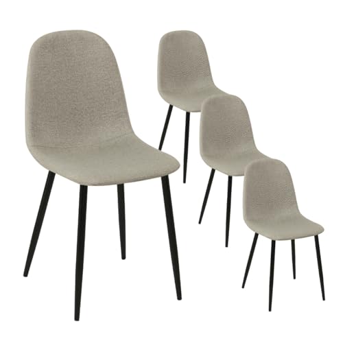 FurnitureR 4er-Set Elegante Esszimmerstühle aus Stoff mit Metallbeinen Ideal für das Schlafzimmer, Wohnzimmer, beige, Fabric, 44.5 x 39 x 86 cm von FurnitureR