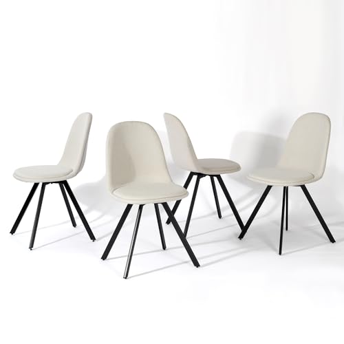 FurnitureR 4er-Set Esszimmerstühle, 360° drehbar, ohne Armlehnen und mit radialen Metallbeinen, Elegant für Schlaf- und Esszimmer,Creme von FurnitureR