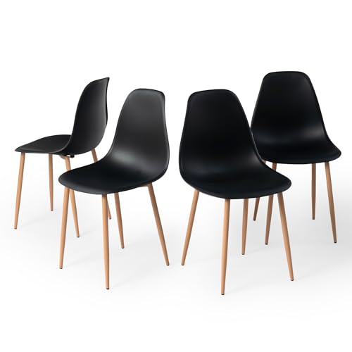 FurnitureR 4er-Set skandinavisches Esszimmerstuhlset, PP Material Kissen+Eiche Metallbeine, wasserdicht und leicht zu reinigen, geeignet für Esszimmer, Wohnzimmer, Küchen, schwarz FurnitureR 4er-Set skandinavisches Esszimmerstuhlset, PP Material Kissen+Eiche Metallbeine, wasserdicht und leicht zu reinigen, geeignet für Esszimmer, Wohnzimmer, Küchen, schwarz von FurnitureR
